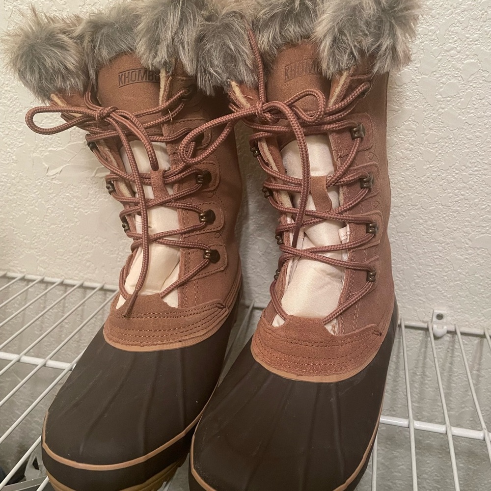 Khombu Brown and Tan Winter Boots with Waterproof Design